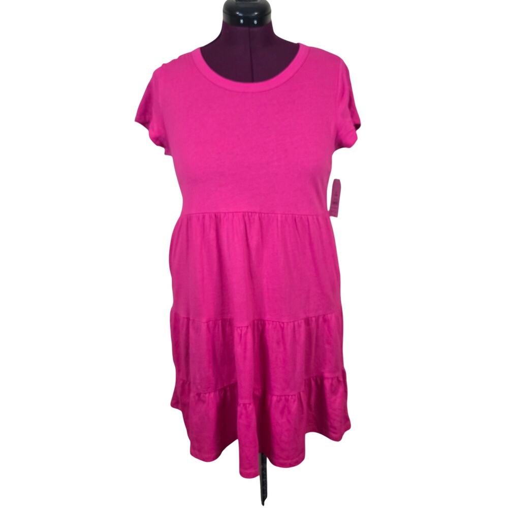 NEW NWT Women's Time and Tru Pink Tiered Knit Dress | Size Small